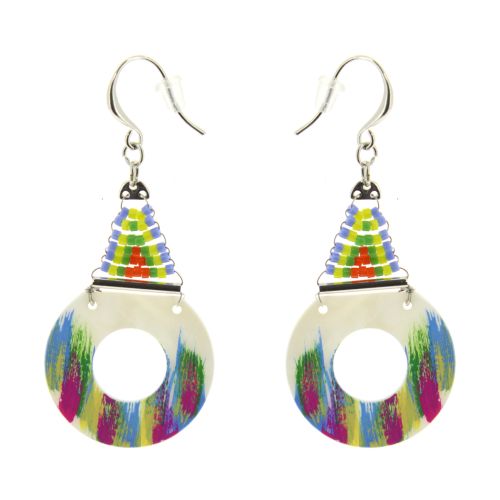 Boucles d'oreilles, nacre coloré Lolina