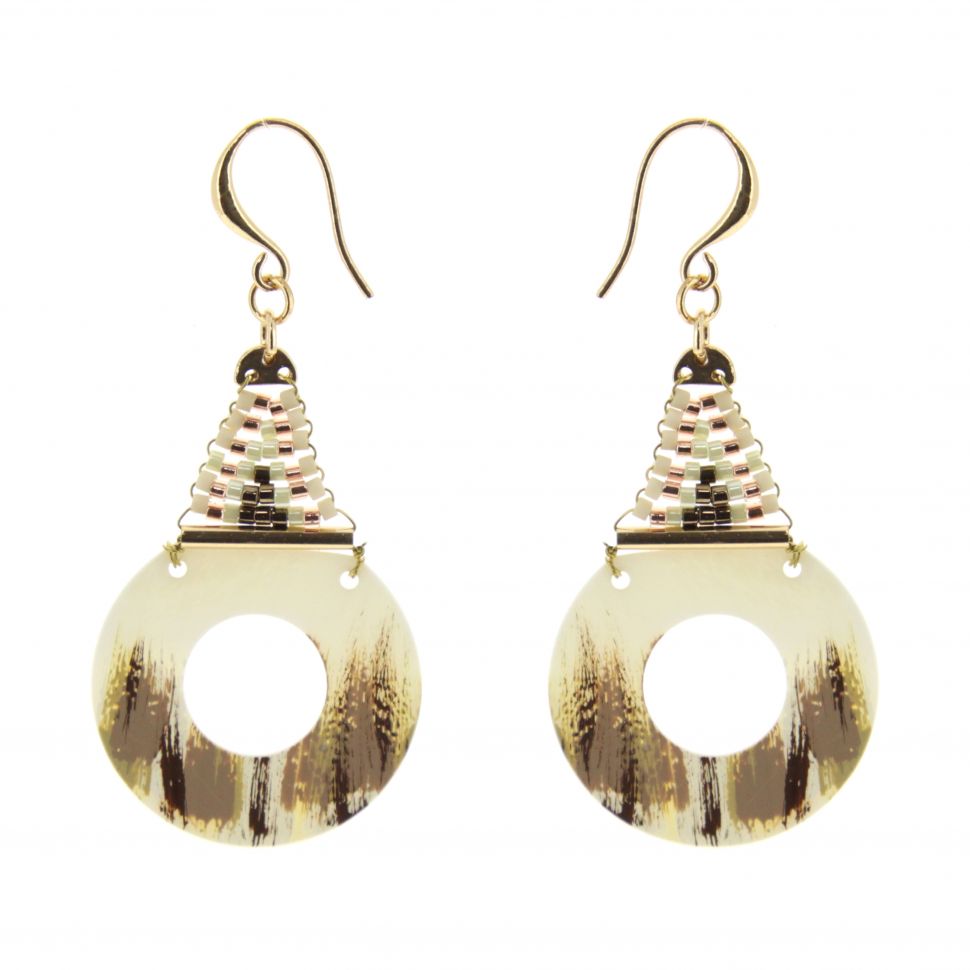 Boucles d'oreilles pendants à perles et strass, 9108 Doré