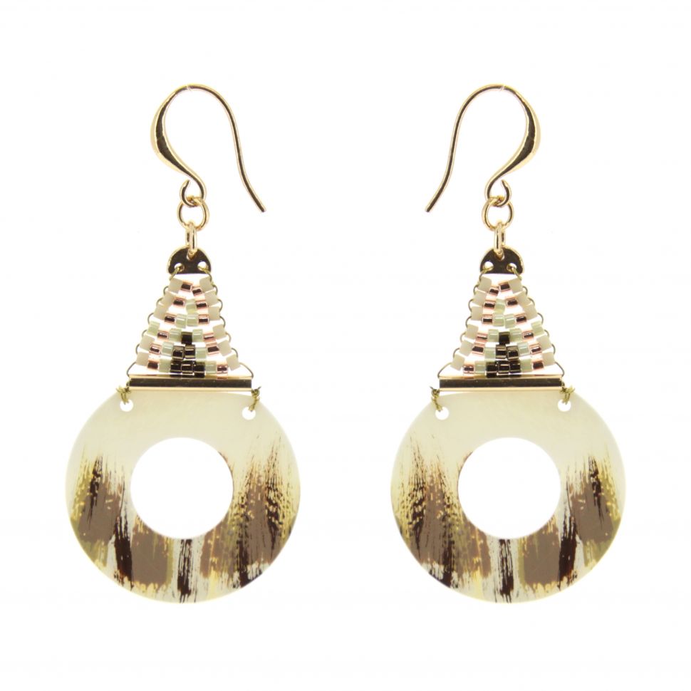 Boucles d'oreilles pendants à perles et strass, 9108 Doré
