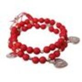 bracelet coeur et perles en bois Rouge - 1832-4608