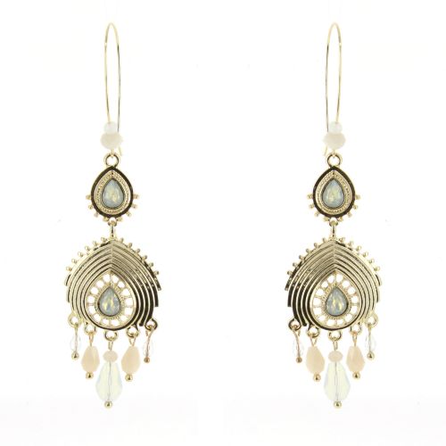 Boucles d'oreilles pendants à perles et strass, 9108 Doré