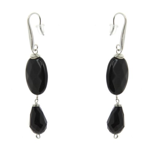 Boucles d'oreilles métal, pierre Rubie