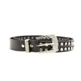 Rhinestone Genuine Leather Women Belt, PAOLINA