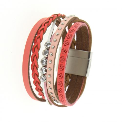 Armband manschette strass leder MANOU