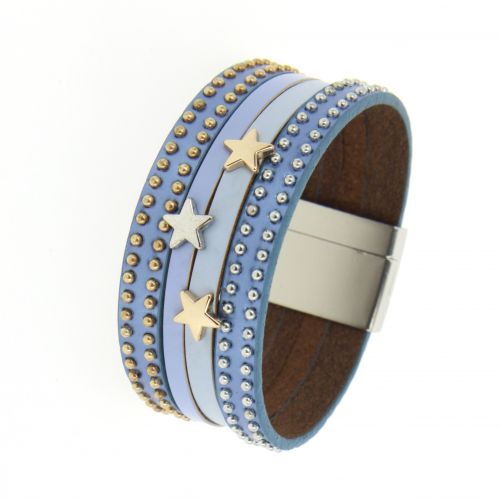 Bracelet cuff star leather MAHE
