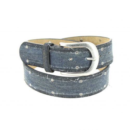 Ceinture jeans strass doublé en cuir MARINE