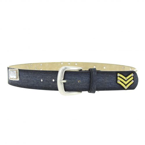 Denim patch leather belt, LEA