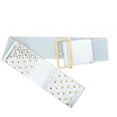 Studded Wide Waist Elasticated Woman Belt, ROSE