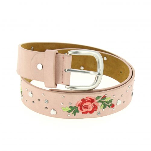 Embroidered Flowers Leather Women Belt, JESSY