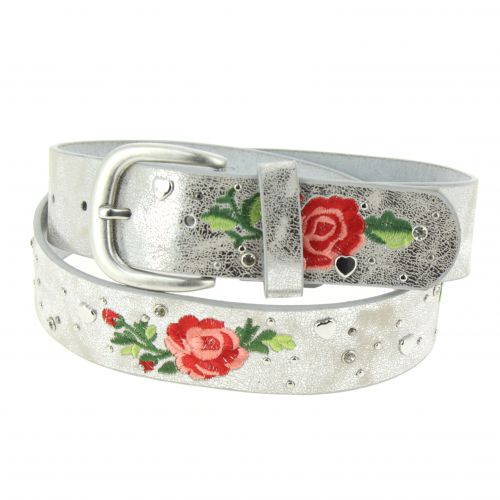 Ceinture Femme à fleur brodé cuir JESSY