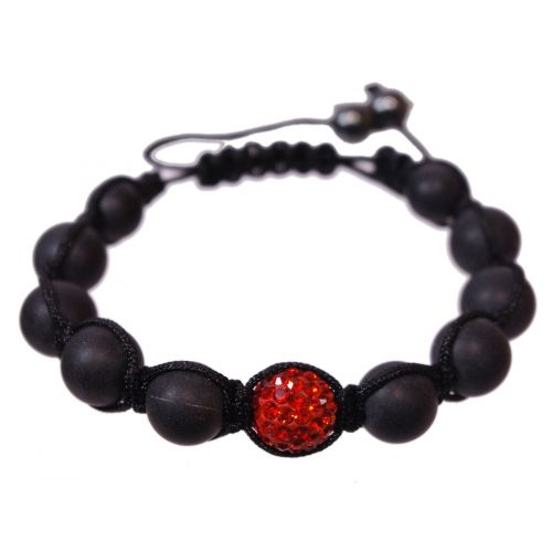 Braccialetto di Shamballa sfera 1 discoteca e perle nere, HAE-75