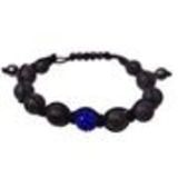Bracelet shamballa 1 disco ball et perles noir, AOH-75 Bleu - 1864-4759