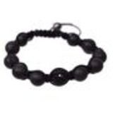 Bracelet shamballa 1 disco ball et perles noir, AOH-75 Noir-noir - 1864-4761