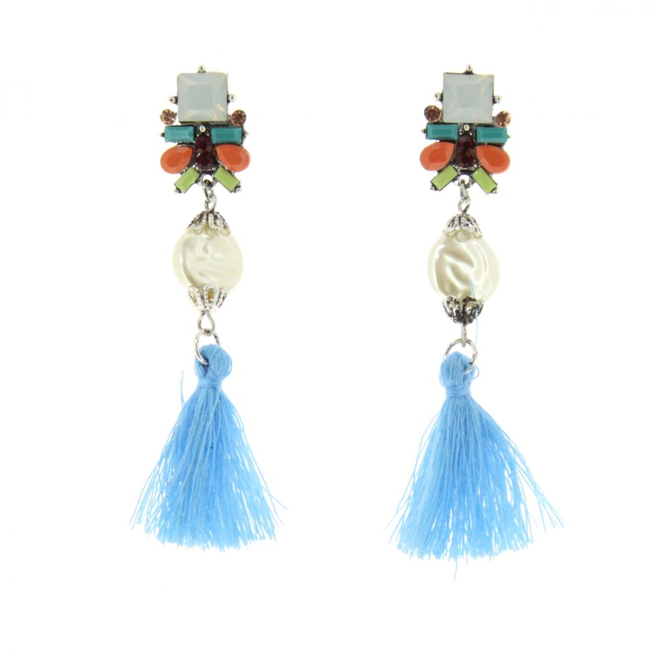 Boucles d'oreilles pompons et nacre Juno