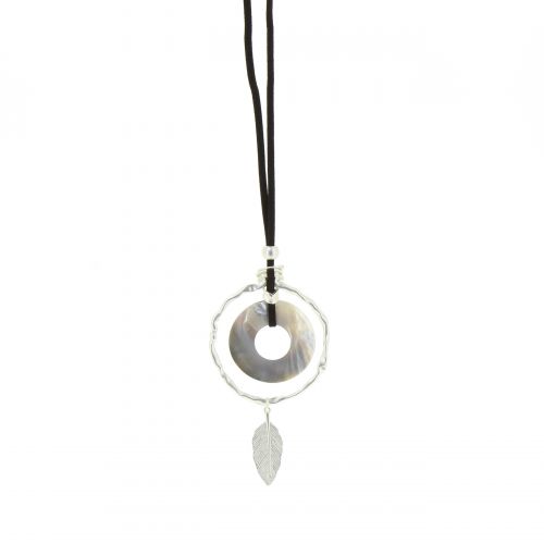 Sautoir cuir 90cm, pendentif 