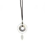 Sautoir cuir 90cm, pendentif Cassie