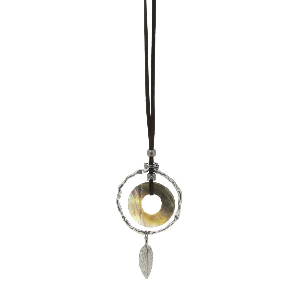 Sautoir cuir 90cm, pendentif 