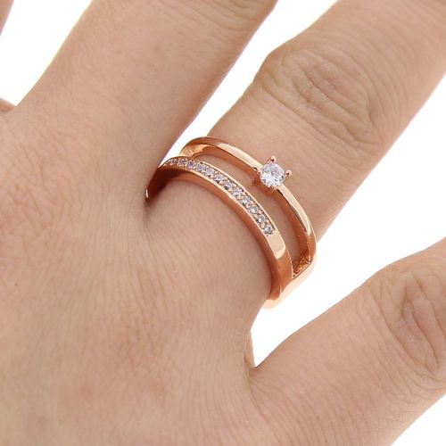 Kupferring Strass Zirconiumkristall golden mit gold MILLA