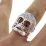 Bague tête de mort cuivre à cristal de zirconium doré à l'or ONA