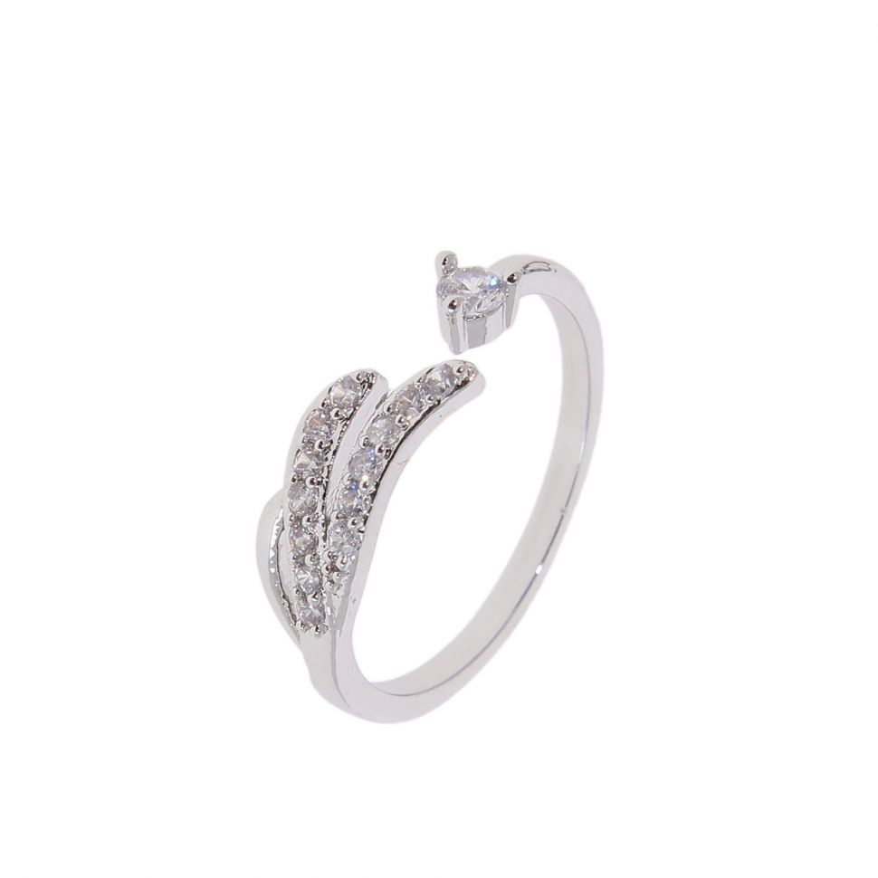 Bague ailes en cuivre à cristal de zirconium doré à l'or, KAYLINE