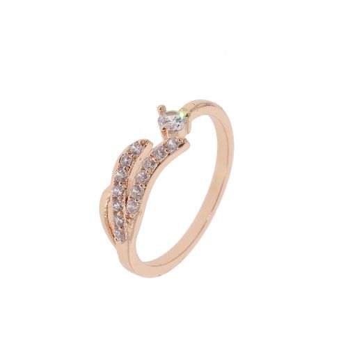 Bague ailes en cuivre à cristal de zirconium doré à l'or, KAYLINE