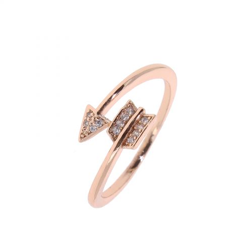 Copper Ring Arrow zirconium crystal golden with gold, LYLIA