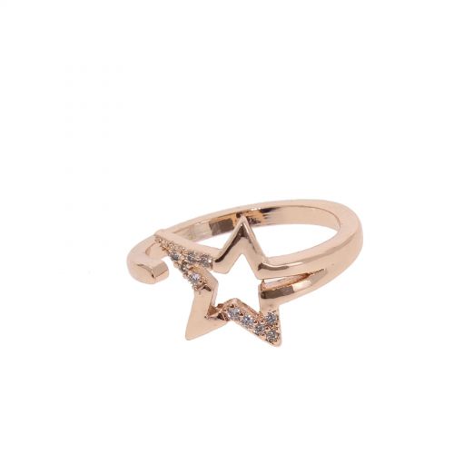 Copper Ring Star zirconium crystal golden with gold, LEANNE