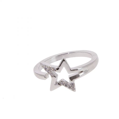 Copper Ring Star zirconium crystal golden with gold, LEANNE