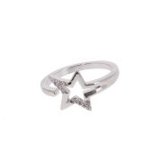 Copper Ring Star zirconium crystal golden with gold, LEANNE