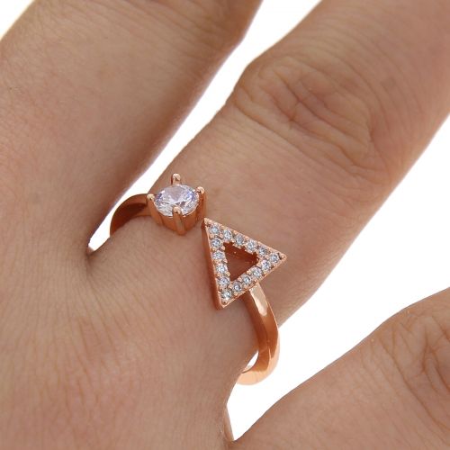 Copper Ring zirconium crystal golden with gold, SIDONIE