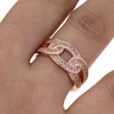 Copper Ring zirconium crystal golden with gold, ODELIA