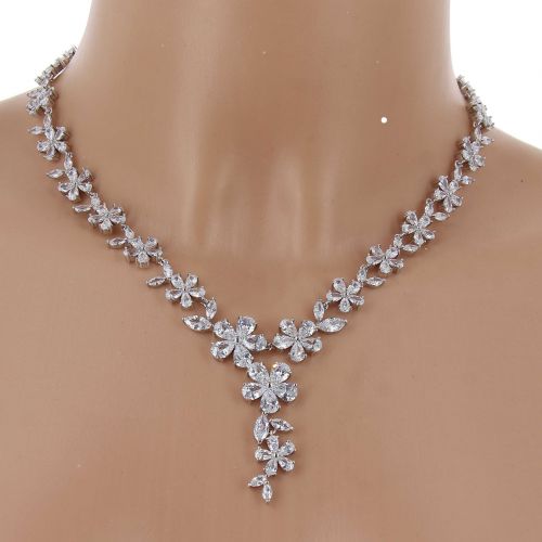 Parrure Collier et Boucles d'oreilles femme Cristal de Zirconium Swarovski doré à l'OR, REINA