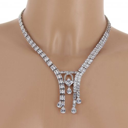 Parrure Collier et Boucles d'oreilles femme Cristal de Zirconium Swarovski doré à l'OR, ROSIA