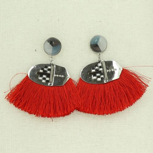 Boucles d'oreilles à pompons frange GEORGETTE