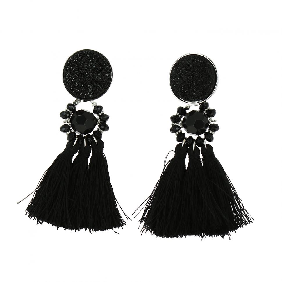 Boucles d'oreilles à pompons frange LEALA