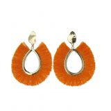 Woman Hanging tassel earring, AMBER