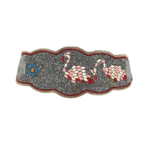 Women'S Fashion Lady Flamingo Handmade Mosaic Wide Belt, ELENA