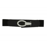 Ceinture élastique à boucle argenté blanc à strass pour femme, CARLA