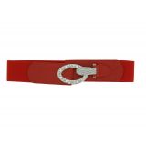 Wide Waist Elasticated Woman Belt, strass buckle, CARLA