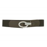 Ceinture élastique à boucle argenté blanc à strass pour femme, CARLA