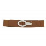 Wide Waist Elasticated Woman Belt, strass buckle, CARLA