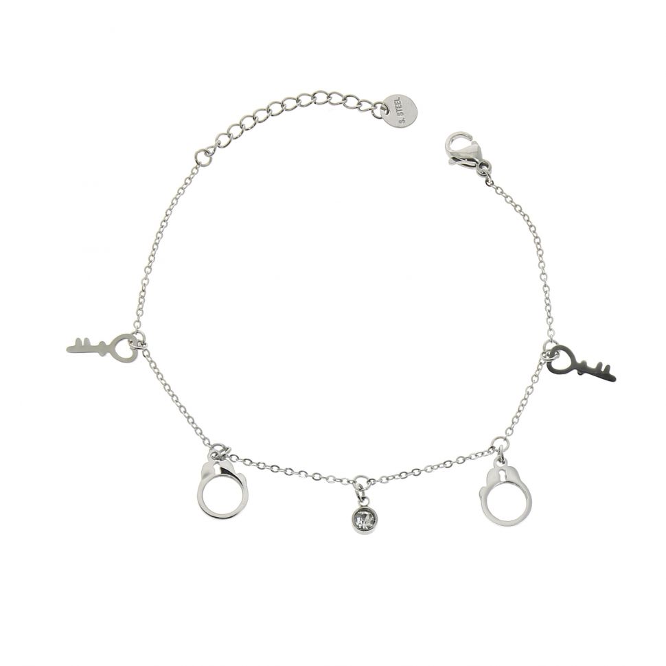 Bracelet femme en acier inoxydable, menotte, clef, CRISTIE