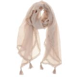 Bufanda de mujer con borlas, tacto de algodón, RETTYP