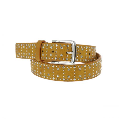 Ceinture Femme Doublé en Cuir rivetés et strass, RAINA