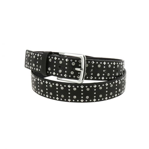 Ceinture Femme Doublé en Cuir rivetés et strass, RAINA