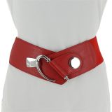 Wide Waist with Silver Buckle Elasticated Woman Belt ELVIRE