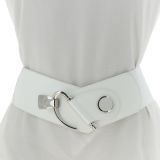 Wide Waist with Silver Buckle Elasticated Woman Belt ELVIRE