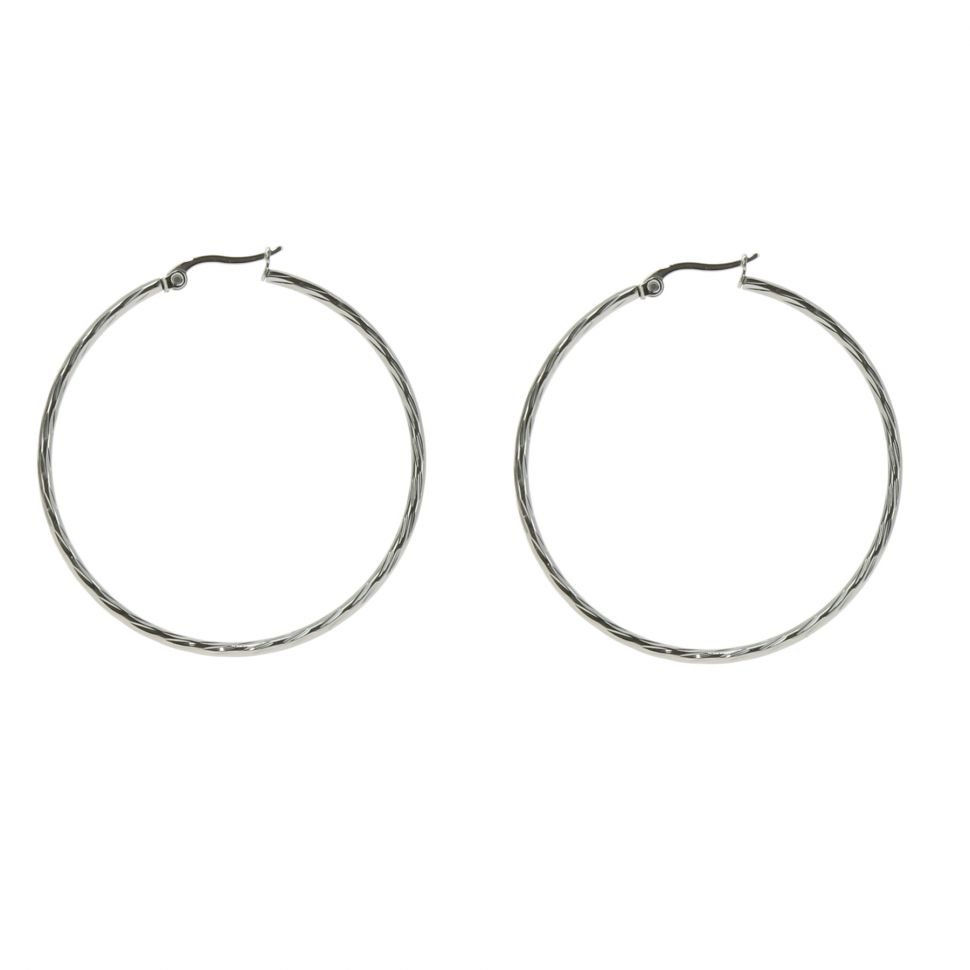 Boucles d'oreilles créole 45mm, Acier inoxydable SOSO