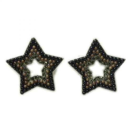 Boucles d'oreilles Q-26405, ethnique, étoile, perles