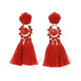 Boucles d'oreilles femme pendantes à franges Fleur ROSE